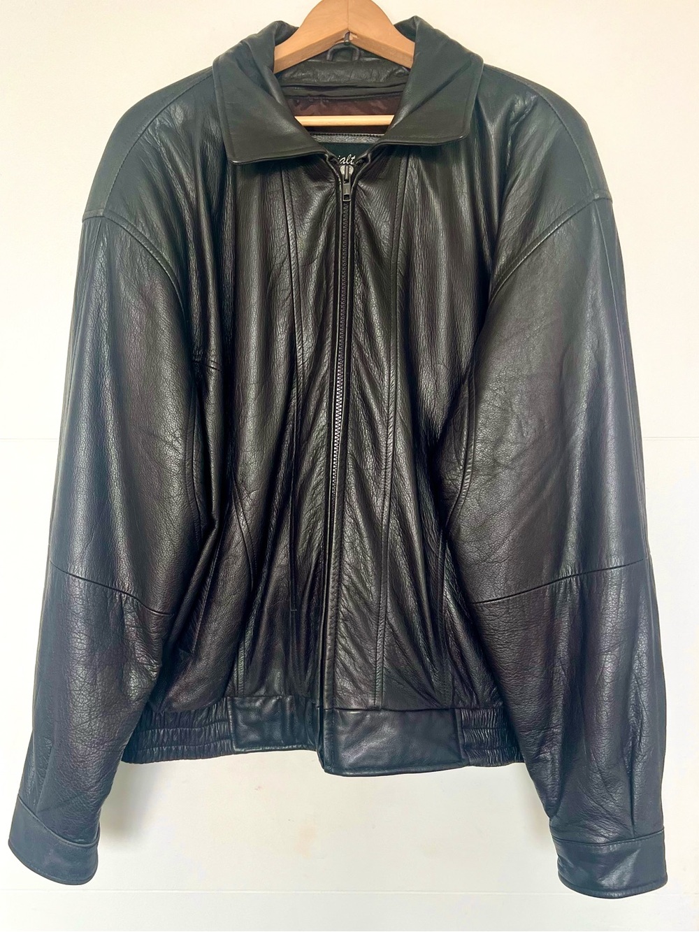 Vintage Specialty Leathers Men’s 44 Espresso Brown Leather Bomber Jacket